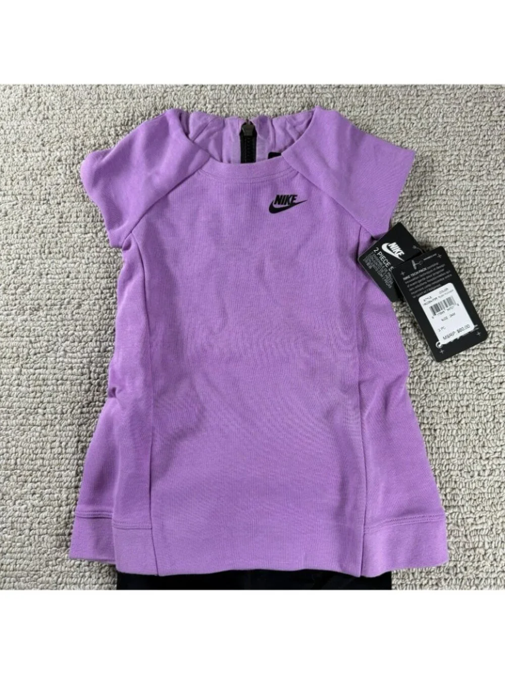 Nike 2 Piece Set Crib Style Shirt And Leggings Purple Black Size 24 Months